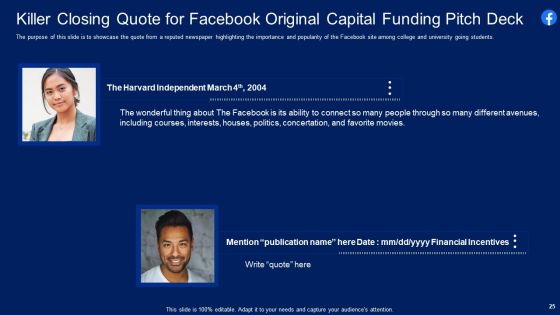Facebook Original Capital Funding Pitch Deck Ppt PowerPoint Presentation Complete Deck With Slides