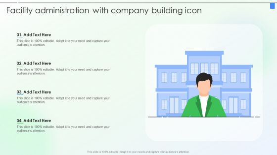 Facility Administration With Company Building Icon Ppt PowerPoint Presentation Gallery Elements PDF
