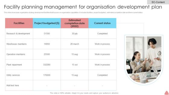 Facility Planning Management For Organisation Development Plan Structure PDF