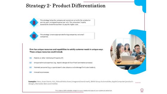 Factors Feasible Competitive Advancement Strategy 2 Product Differentiation Ppt Pictures Templates PDF