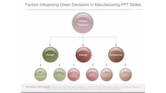 Factors Influencing Green Decisions In Manufacturing Ppt Slides