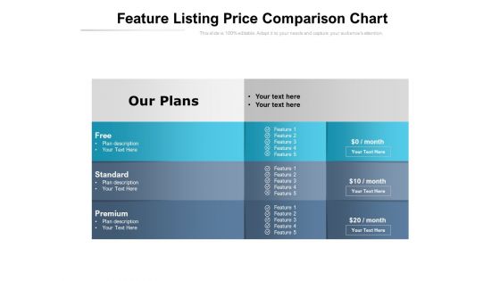 Feature Listing Price Comparison Chart Ppt PowerPoint Presentation Outline Icons