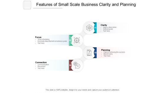 Features Of Small Scale Business Clarity And Planning Ppt PowerPoint Presentation Summary Gallery