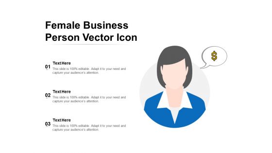 Female Business Person Vector Icon Ppt PowerPoint Presentation Inspiration Infographic Template PDF