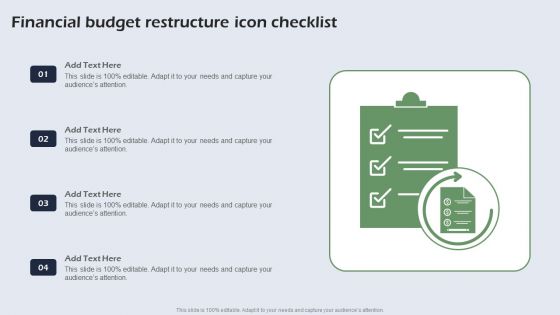 Financial Budget Restructure Icon Checklist Themes PDF