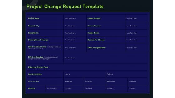 Financial Estimation Revamping Project Change Request Template Ppt Show Outline PDF