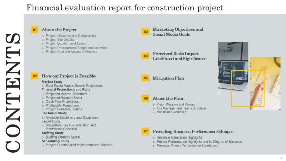 Financial Evaluation Report For Construction Project Ppt PowerPoint Presentation Complete Deck With Slides