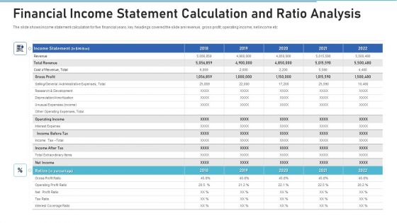 Financial Income Statement Calculation And Ratio Analysis Mockup PDF