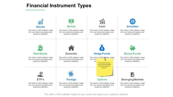 Financial Instrument Types Strategy Ppt PowerPoint Presentation Layouts Vector
