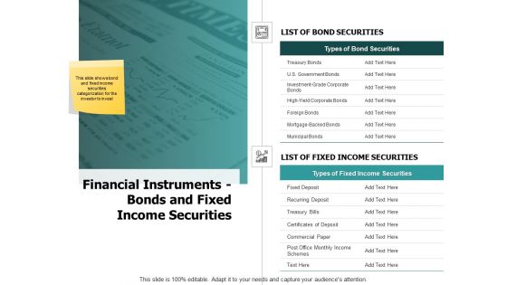 Financial Instruments Bonds And Fixed Income Securities Ppt PowerPoint Presentation Show Graphics Pictures