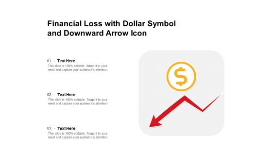 Financial Loss With Dollar Symbol And Downward Arrow Icon Ppt PowerPoint Presentation File Background Image PDF