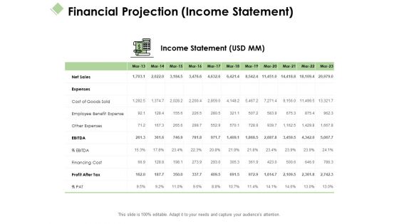 Financial Projection Income Statement Ppt PowerPoint Presentation Visual Aids Styles