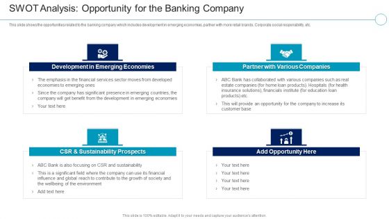 Financial Services Enterprise Transformation SWOT Analysis Opportunity For The Banking Slides PDF