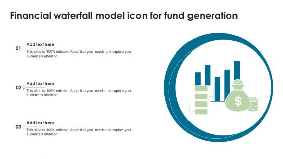 Financial Waterfall Model Icon For Fund Generation Professional PDF