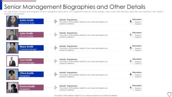 Financing Catalogue For Security Underwriting Agreement Senior Management Biographies Information PDF