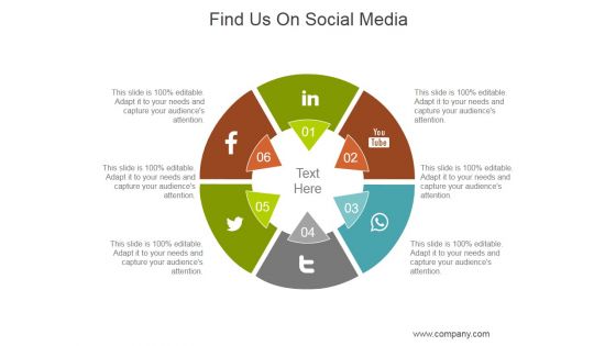 Find Us On Social Media Ppt PowerPoint Presentation Layout