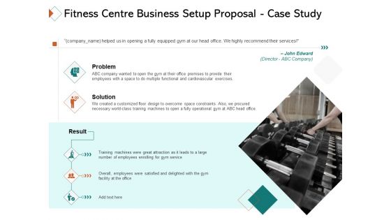 Fitness Centre Business Setup Proposal Case Study Ppt Infographic Template Clipart PDF
