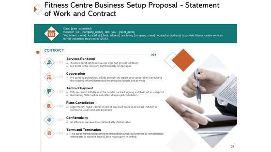 Fitness Centre Business Setup Proposal Ppt PowerPoint Presentation Complete Deck With Slides