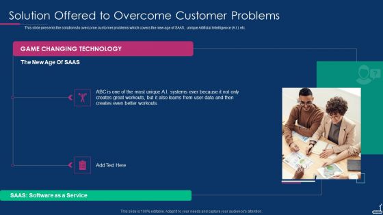 Fitness Tracker App Startup Investor Presentation Solution Offered To Overcome Customer Problems Structure PDF