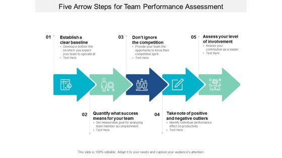 five arrow steps for team performance assessment ppt powerpoint presentation model good