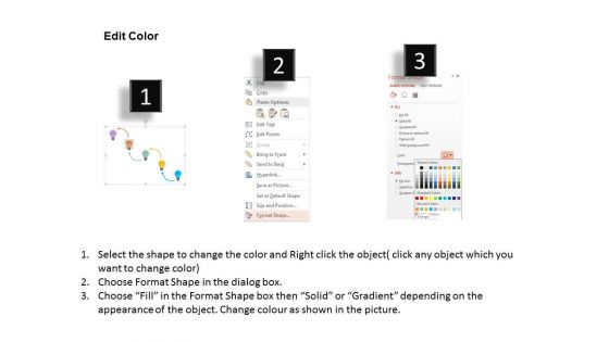 Five Bulbs With Arrows For Ideas Display Powerpoint Templates