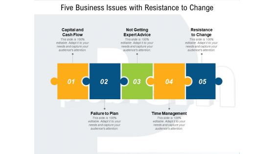 Five Business Issues With Resistance To Change Ppt PowerPoint Presentation Styles Background Images