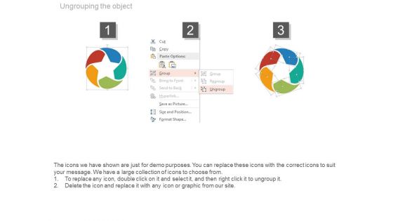 Five Circular Steps Process Flow Diagram Powerpoint Slides