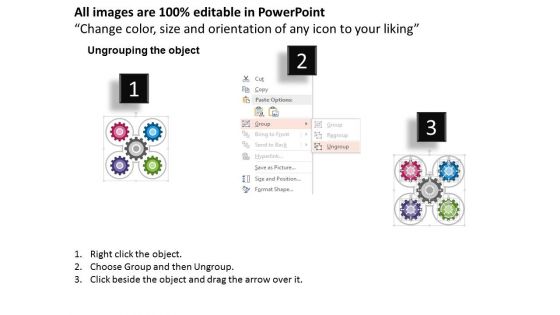 Five Colorful Gears For Process Control Powerpoint Template
