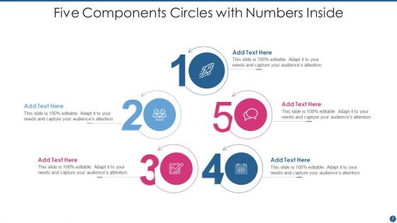 Five Components Circles Ppt PowerPoint Presentation Complete Deck With Slides