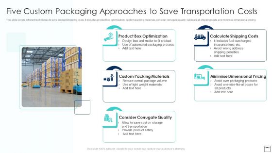 Five Custom Packaging Approaches To Save Transportation Costs Structure PDF