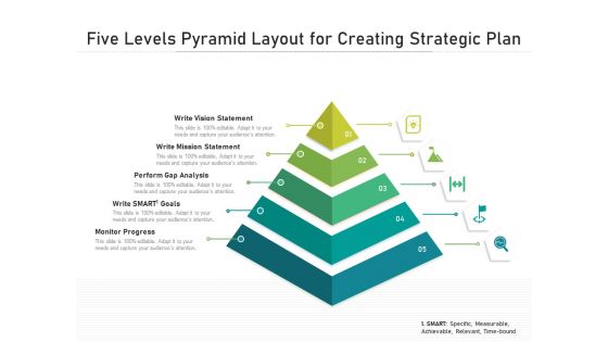 Five Levels Pyramid Layout For Creating Strategic Plan Ppt PowerPoint Presentation File Background Image PDF