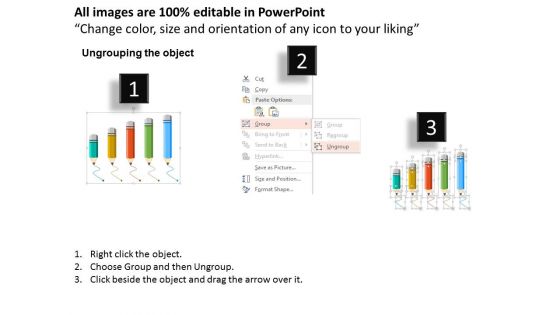 Five Pencils In Increasing Flow Powerpoint Template