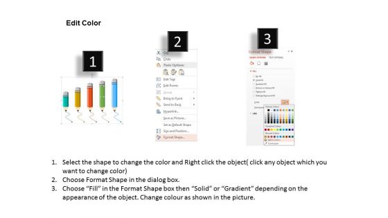 Five Pencils In Increasing Flow Powerpoint Template