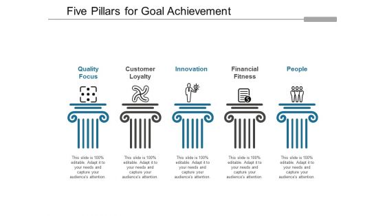 Five Pillars For Goal Achievement Ppt Powerpoint Presentation File Slide Portrait