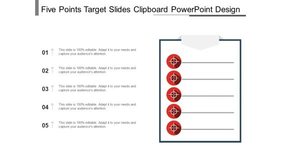 Five Points Target Slides Clipboard PowerPoint Design Ppt PowerPoint Presentation Outline Background Designs PDF Five Points Target Slides Clipboard PowerPoint Design Ppt PowerPoint Presentation Outline Background Designs PDF