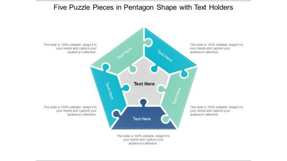 Five Puzzle Pieces In Pentagon Shape With Text Holders Ppt Powerpoint Presentation Pictures Slide
