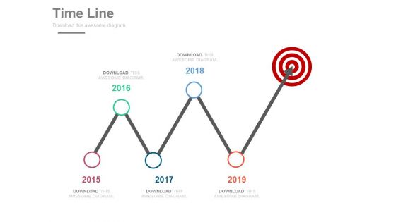 Five Staged Sequential Timeline For Target Achievement Powerpoint Slides