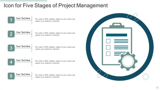 Five Stages Of Project Management Ppt PowerPoint Presentation Complete Deck With Slides
