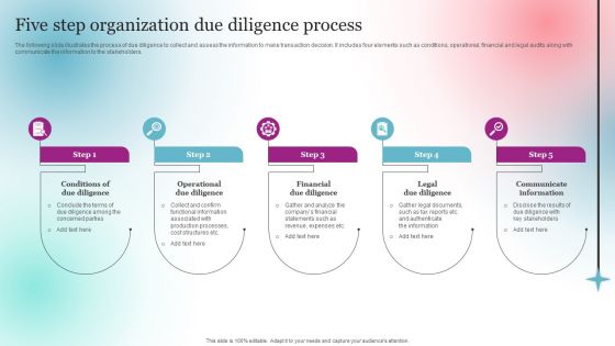 Five Step Organization Due Diligence Process Template PDF