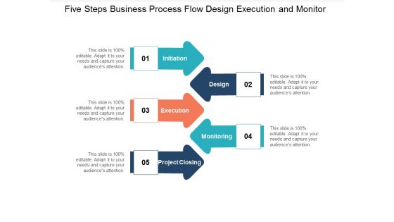 Five Steps Business Process Flow Design Execution And Monitor Ppt Powerpoint Presentation Outline Picture