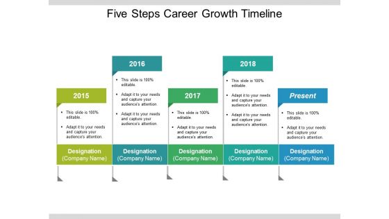 Five Steps Career Growth Timeline Ppt PowerPoint Presentation Portfolio Aids