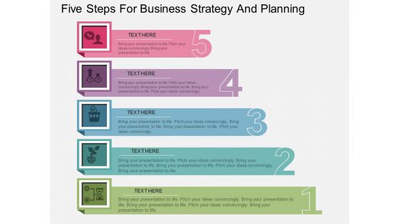 Five Steps For Business Strategy And Planning Powerpoint Template Five Steps For Business Strategy And Planning Powerpoint Template