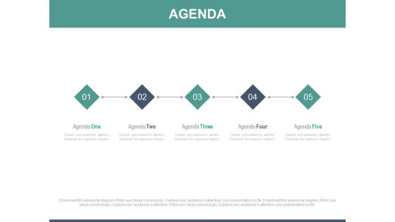 Five Steps Linear Chart For Business Agenda Powerpoint Slides