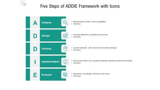 Five Steps Of ADDIE Framework With Icons Ppt PowerPoint Presentation Outline Clipart Images PDF Five Steps Of ADDIE Framework With Icons Ppt PowerPoint Presentation Outline Clipart Images PDF