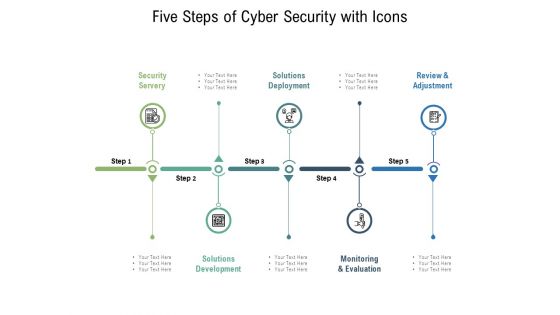 Five Steps Of Cyber Security With Icons Ppt PowerPoint Presentation Model Samples
