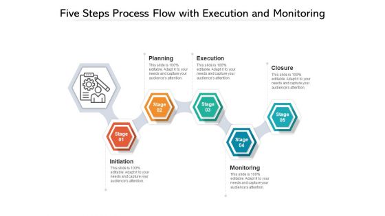 Five Steps Process Flow With Execution And Monitoring Ppt PowerPoint Presentation Gallery Influencers PDF Five Steps Process Flow With Execution And Monitoring Ppt PowerPoint Presentation Gallery Influencers PDF