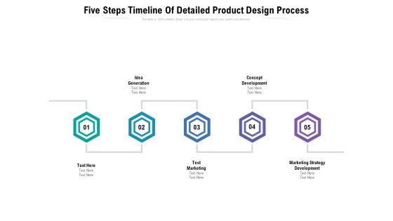 Five Steps Timeline Of Detailed Product Design Process Ppt PowerPoint Presentation Gallery Graphics Pictures PDF