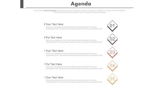 Five Steps To Present Business Agenda Powerpoint Slides