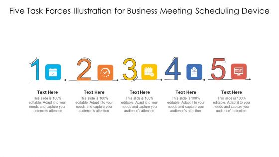 Five Task Forces Illustration For Business Meeting Scheduling Device Mockup PDF