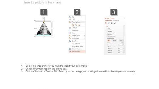 Five Triangles With Team Pictures Powerpoint Slides